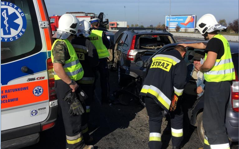 Kolizja 7 samochodów osobowych na 157 km autostrady A4