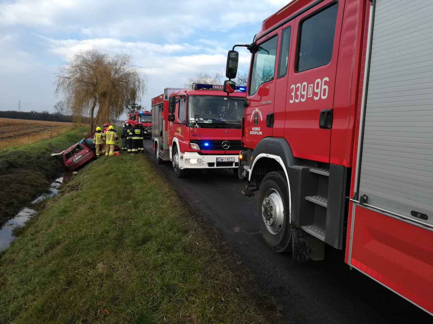 Wypadek drogowy w Biestrzykowie